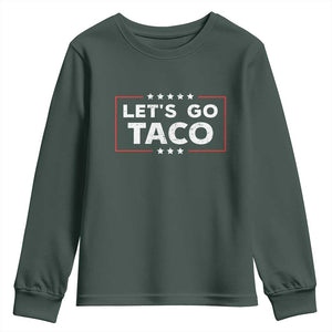 Funny Let's Go Taco Youth Sweatshirt Vintage Star Stripes TS11 Dark Forest Green Print Your Wear
