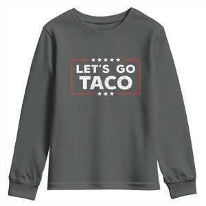 Funny Let's Go Taco Youth Sweatshirt Vintage Star Stripes TS11 Dark Heather Print Your Wear