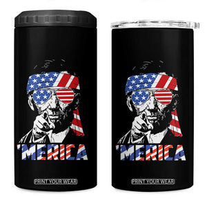 Funny Lincoln 4th Of July Merica 4 in 1 Can Cooler Tumbler Abe American Flag TS10 One Size: 16 oz Black Print Your Wear