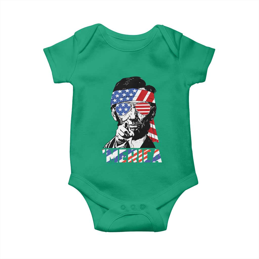 Funny Lincoln 4th Of July Merica Baby Onesie Abe American Flag TS10 Irish Green Print Your Wear