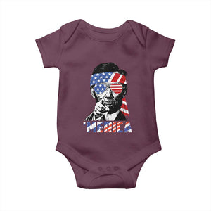 Funny Lincoln 4th Of July Merica Baby Onesie Abe American Flag TS10 Maroon Print Your Wear