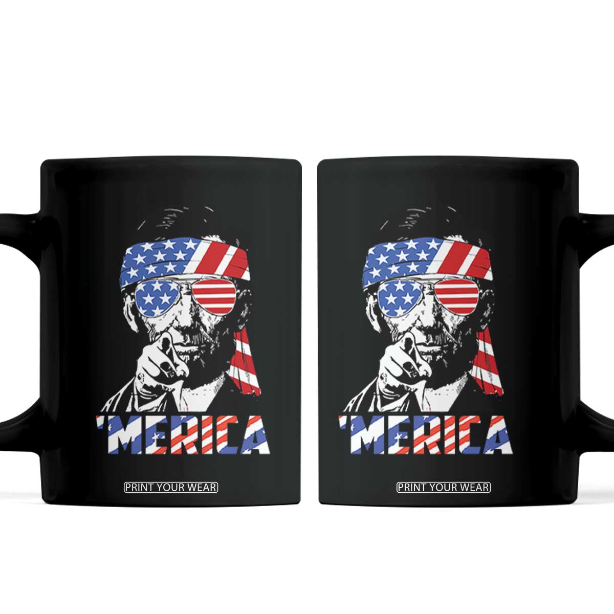 Funny Lincoln 4th Of July Merica Coffee Mug Abe American Flag TS10 Black Print Your Wear