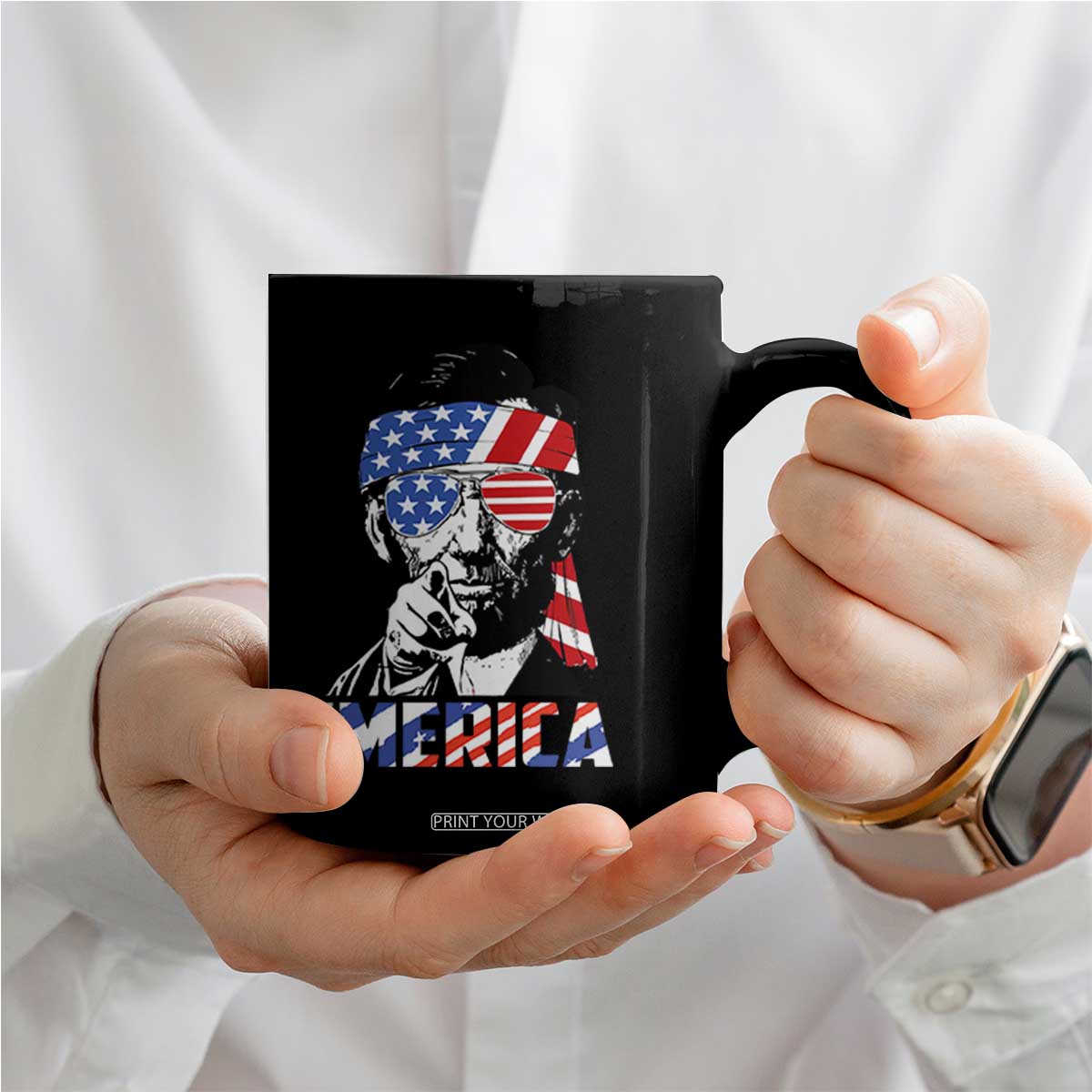 Funny Lincoln 4th Of July Merica Coffee Mug Abe American Flag TS10 Print Your Wear