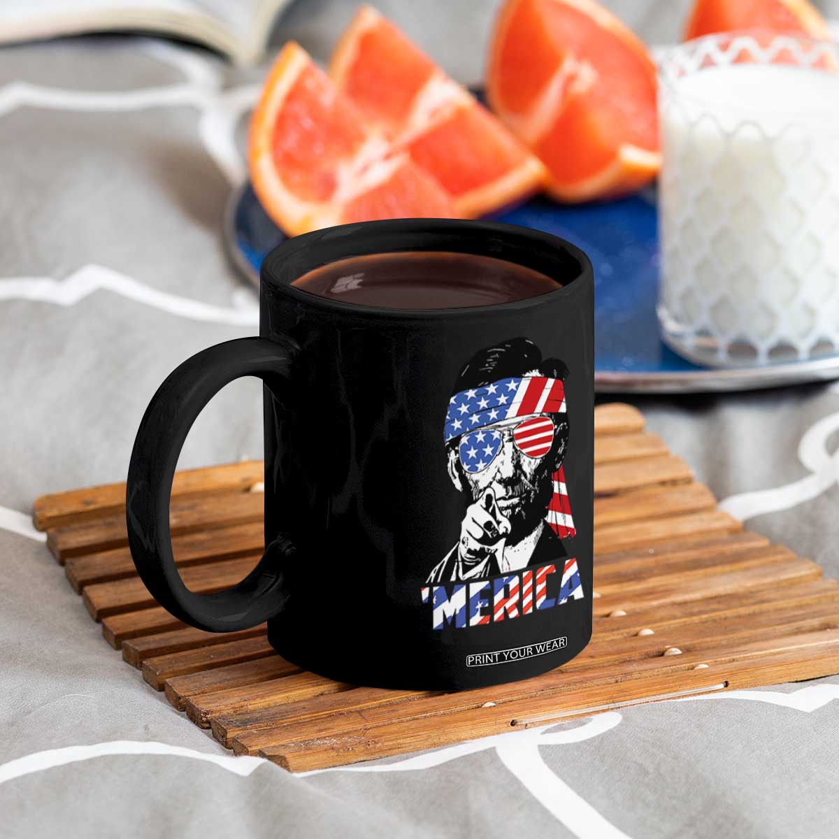 Funny Lincoln 4th Of July Merica Coffee Mug Abe American Flag TS10 Print Your Wear