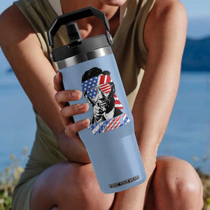 Funny Lincoln 4th Of July Merica Flip Straw Tumbler Abe American Flag TS10 One Size: 30 oz Light Blue Print Your Wear