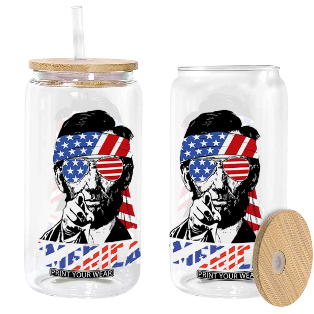 Funny Lincoln 4th Of July Merica Glass Can Abe American Flag TS10 Black Print Your Wear
