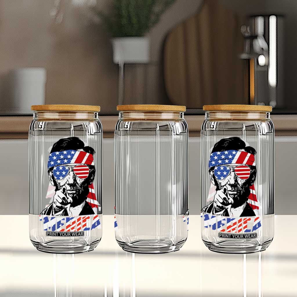 Funny Lincoln 4th Of July Merica Glass Can Abe American Flag TS10 Print Your Wear