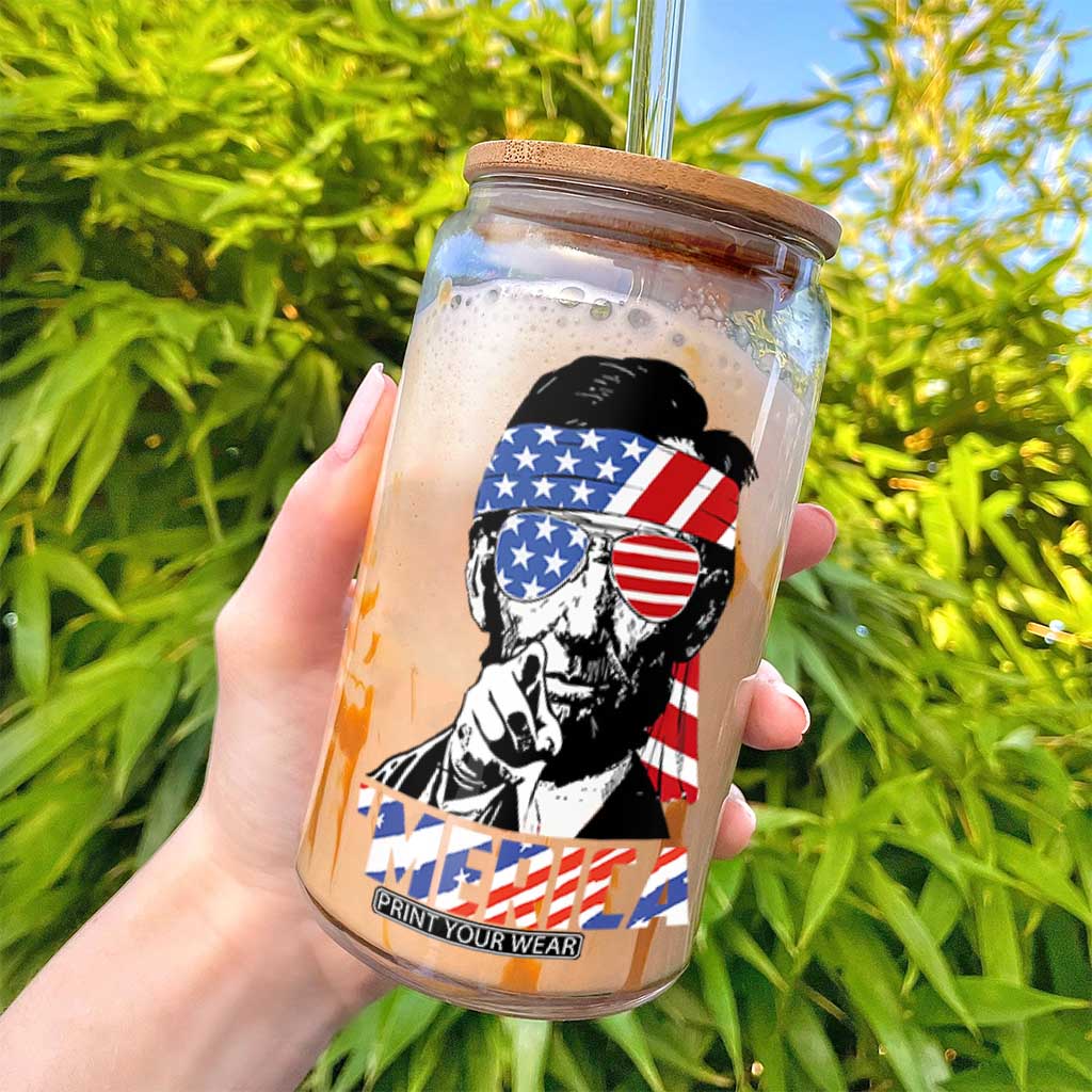 Funny Lincoln 4th Of July Merica Glass Can Abe American Flag TS10 Print Your Wear