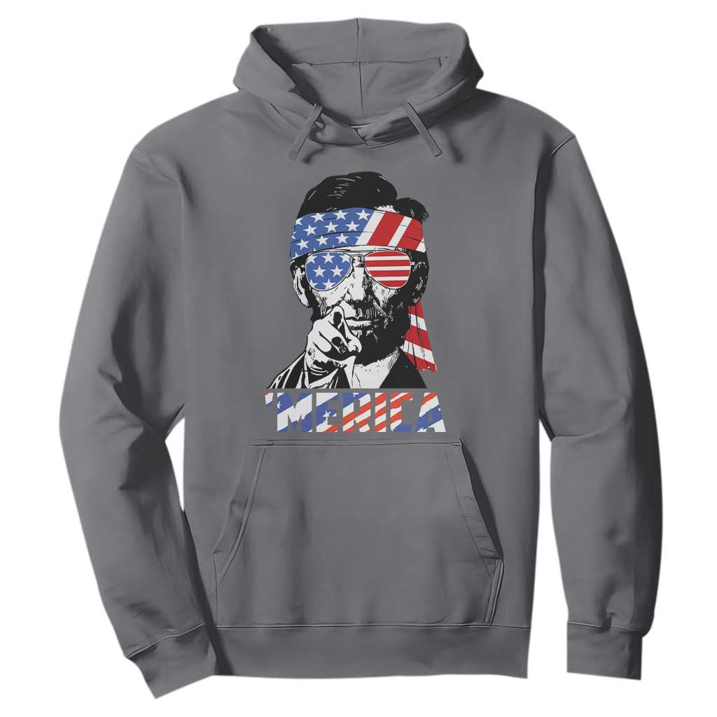 Funny Lincoln 4th Of July Merica Hoodie Abe American Flag TS10 Charcoal Print Your Wear