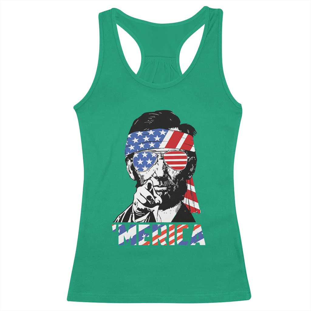 Funny Lincoln 4th Of July Merica Racerback Tank Top Abe American Flag TS10 Irish Green Print Your Wear