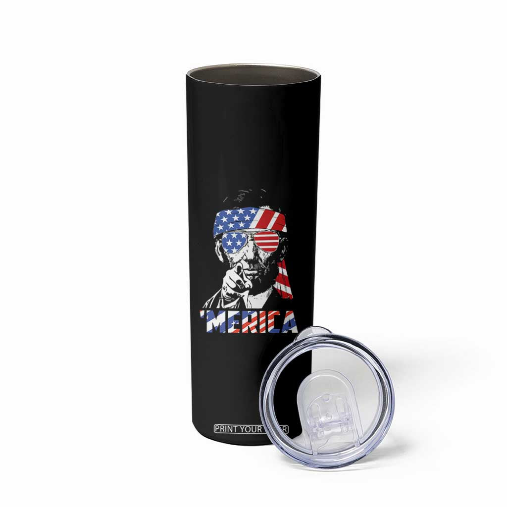 Funny Lincoln 4th Of July Merica Skinny Tumbler Abe American Flag TS10 Print Your Wear
