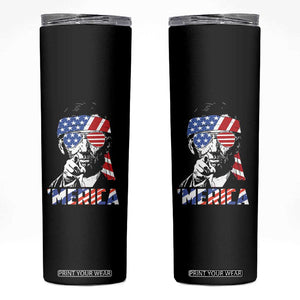 Funny Lincoln 4th Of July Merica Skinny Tumbler Abe American Flag TS10 Black Print Your Wear
