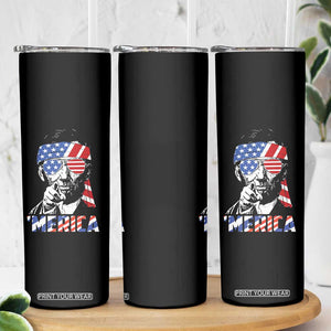 Funny Lincoln 4th Of July Merica Skinny Tumbler Abe American Flag TS10 Print Your Wear