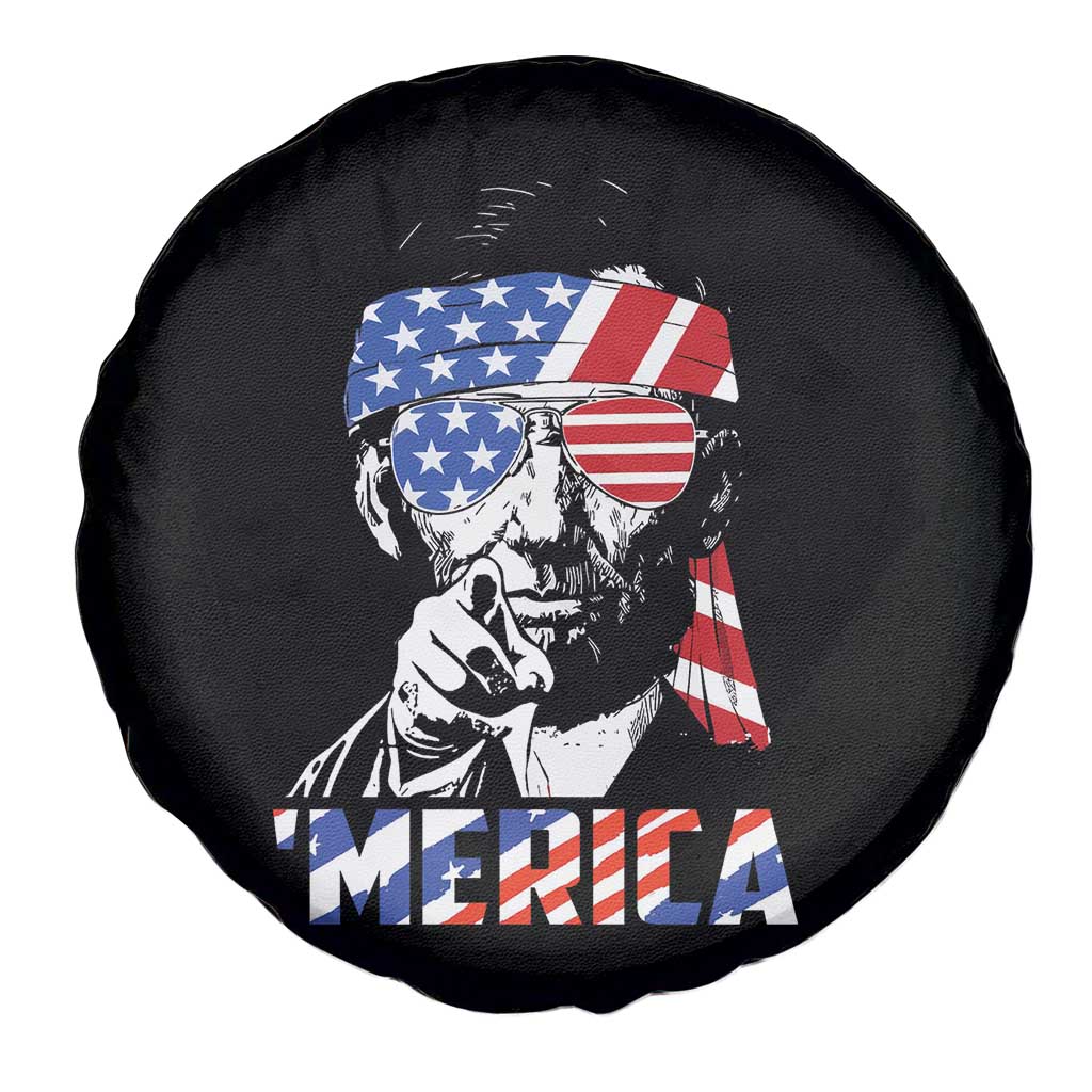 Funny Lincoln 4th Of July Merica Spare Tire Cover Abe American Flag TS10 Print Your Wear