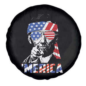 Funny Lincoln 4th Of July Merica Spare Tire Cover Abe American Flag TS10 Print Your Wear