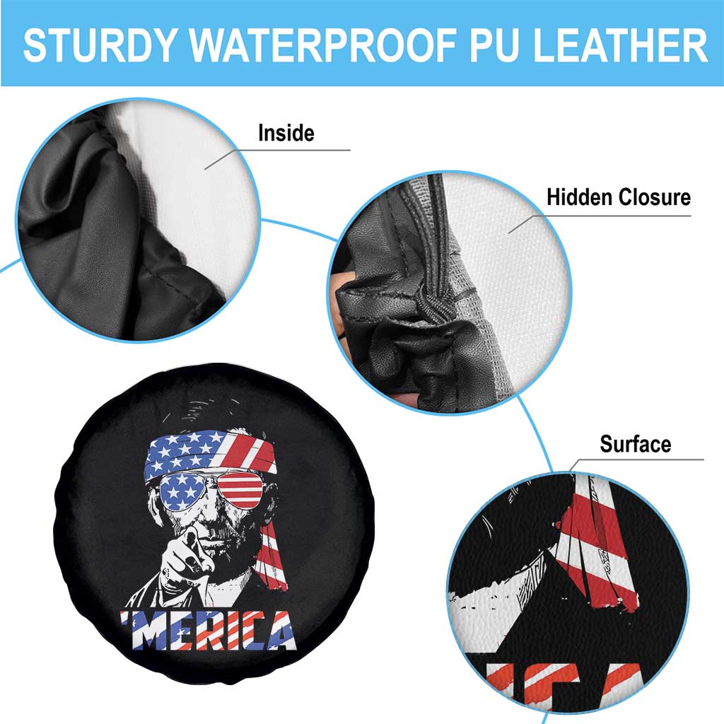 Funny Lincoln 4th Of July Merica Spare Tire Cover Abe American Flag TS10 Print Your Wear