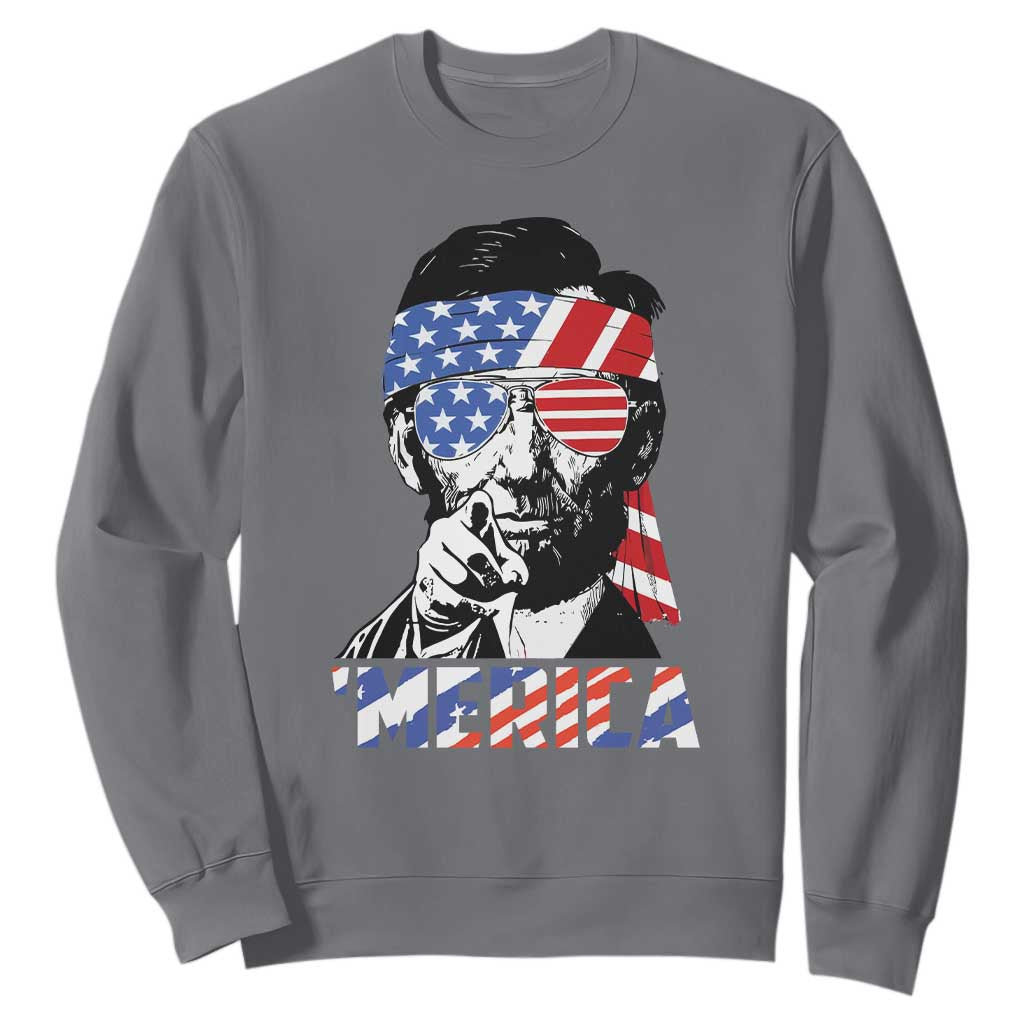 Funny Lincoln 4th Of July Merica Sweatshirt Abe American Flag TS10 Charcoal Print Your Wear