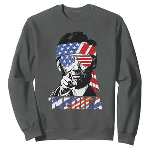 Funny Lincoln 4th Of July Merica Sweatshirt Abe American Flag TS10 Dark Heather Print Your Wear