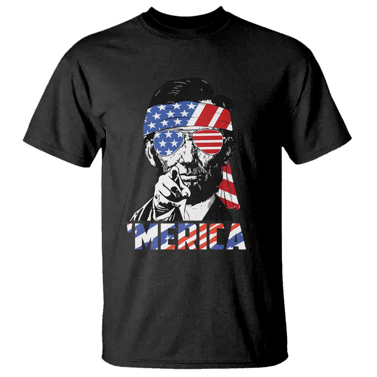Funny Lincoln 4th Of July Merica T Shirt Abe American Flag TS10 Black Print Your Wear