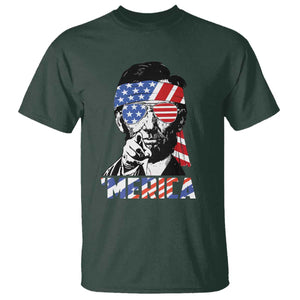 Funny Lincoln 4th Of July Merica T Shirt Abe American Flag TS10 Dark Forest Green Print Your Wear