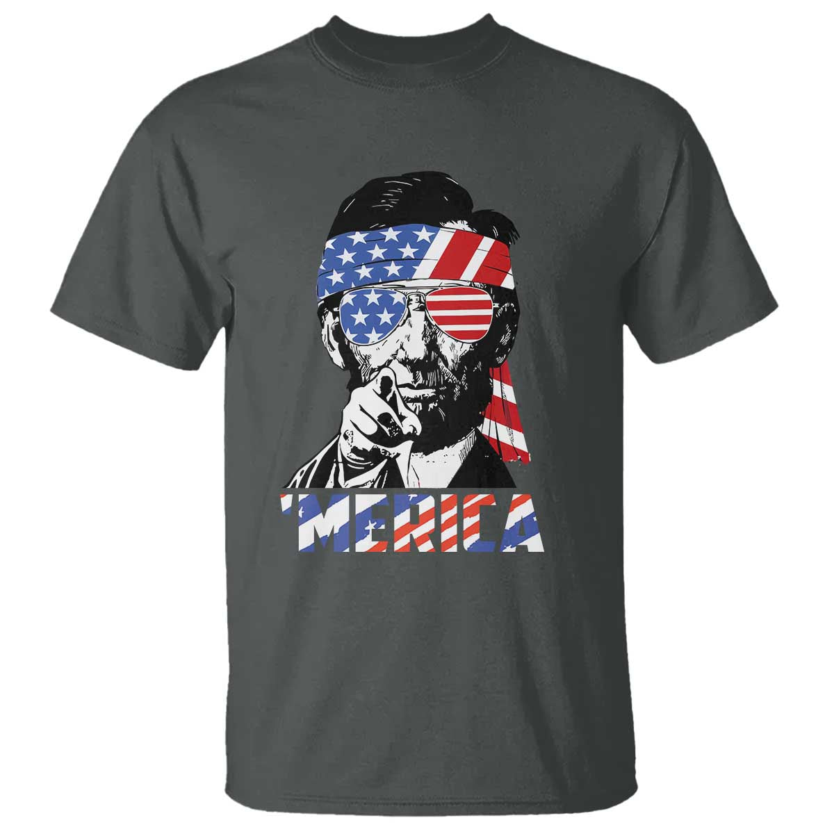 Funny Lincoln 4th Of July Merica T Shirt Abe American Flag TS10 Dark Heather Print Your Wear