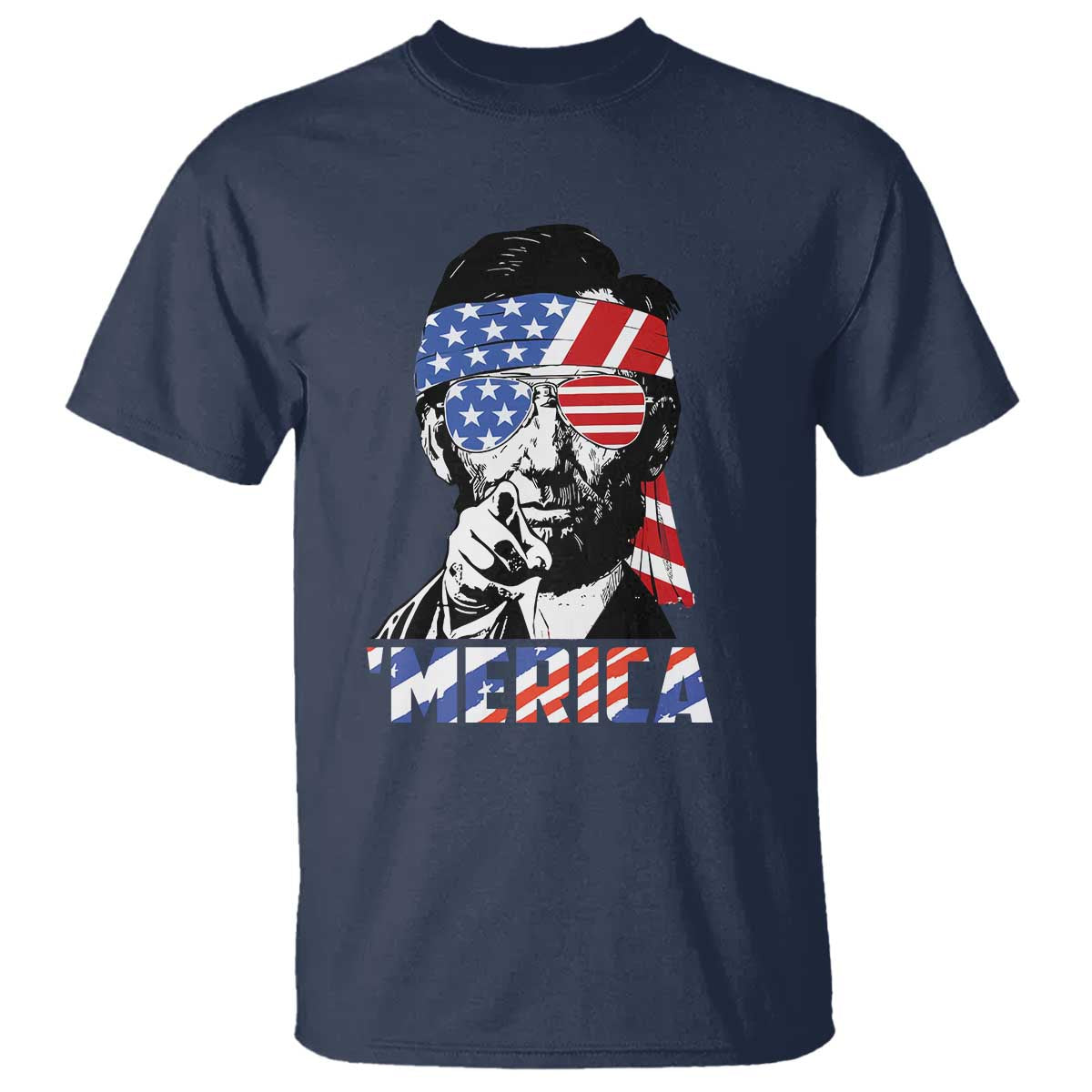 Funny Lincoln 4th Of July Merica T Shirt Abe American Flag TS10 Navy Print Your Wear