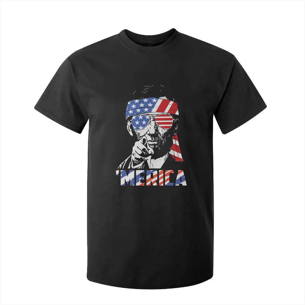 Funny Lincoln 4th Of July Merica T Shirt For Kid Abe American Flag TS10 Black Print Your Wear