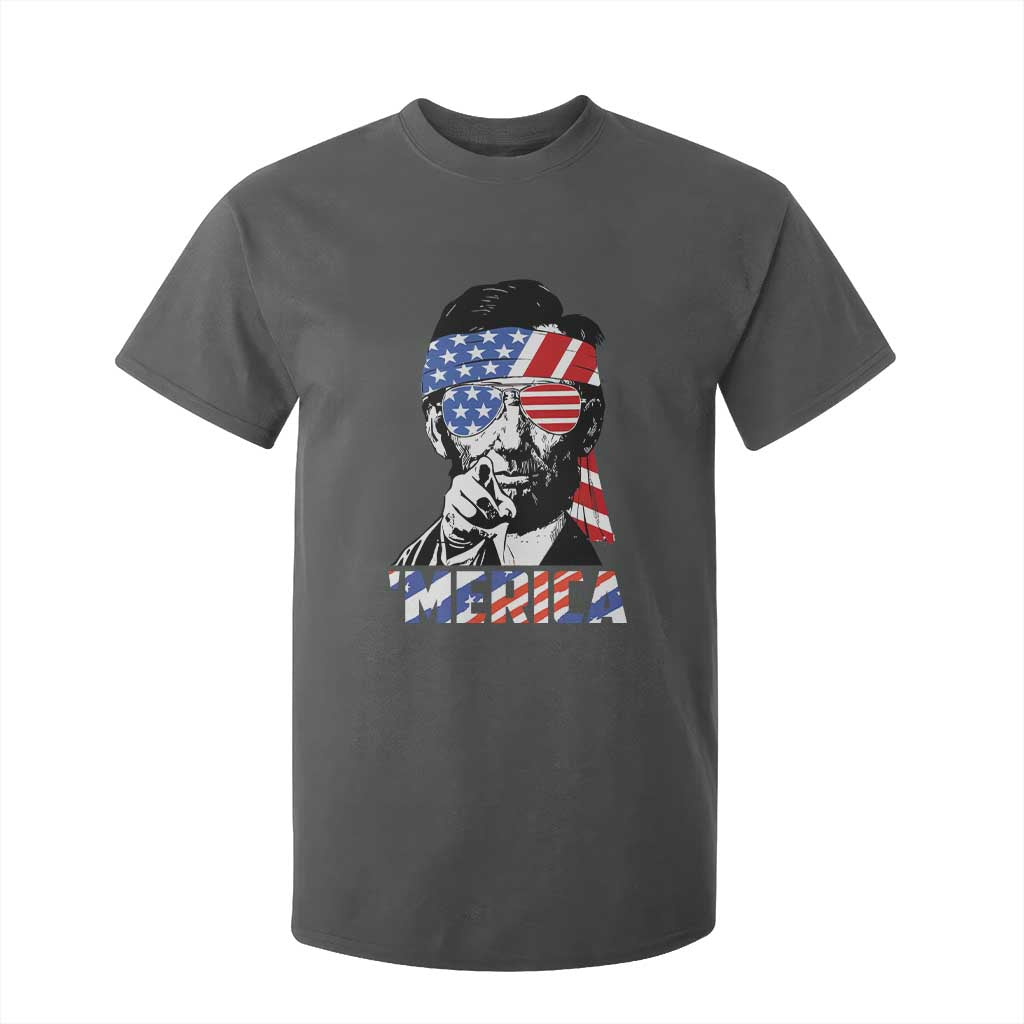 Funny Lincoln 4th Of July Merica T Shirt For Kid Abe American Flag TS10 Dark Heather Print Your Wear