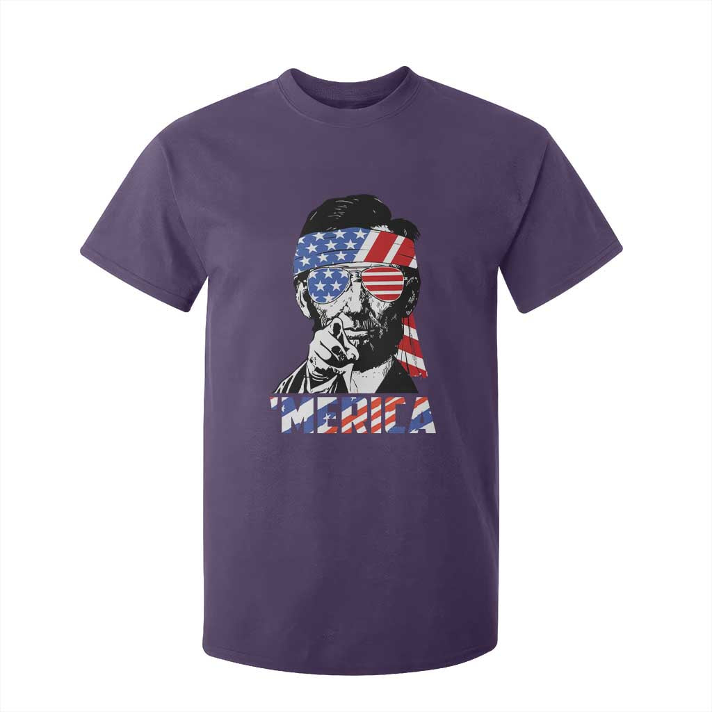 Funny Lincoln 4th Of July Merica T Shirt For Kid Abe American Flag TS10 Purple Print Your Wear