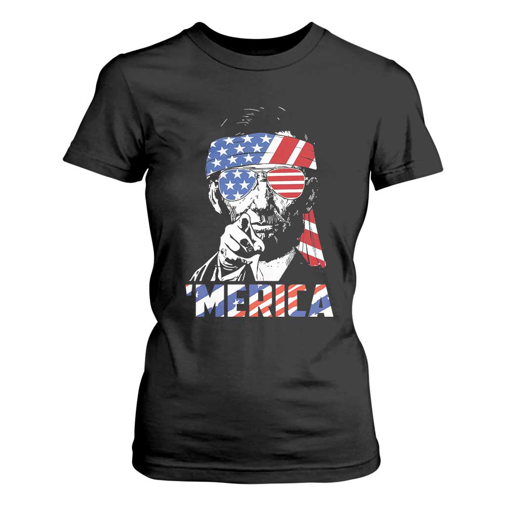 Funny Lincoln 4th Of July Merica T Shirt For Women Abe American Flag TS10 Black Print Your Wear