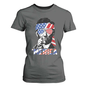 Funny Lincoln 4th Of July Merica T Shirt For Women Abe American Flag TS10 Dark Heather Print Your Wear