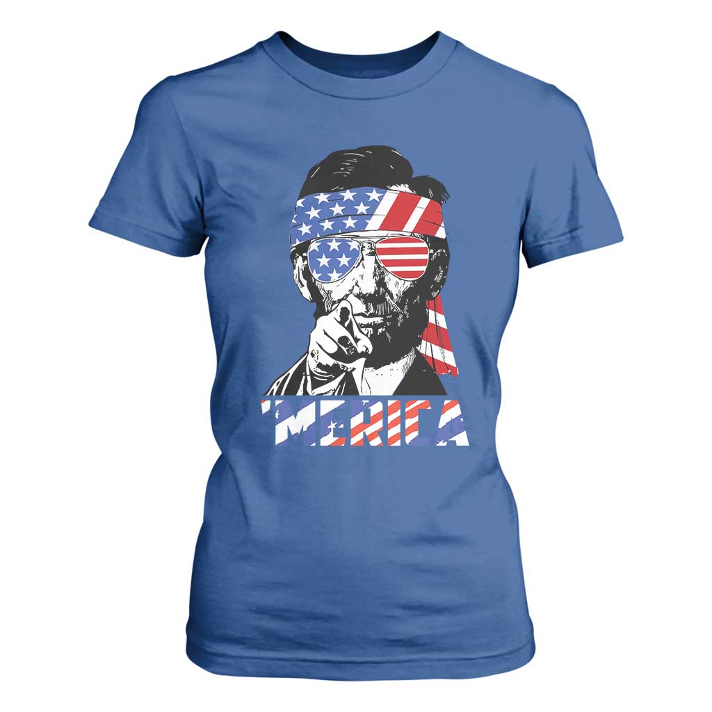 Funny Lincoln 4th Of July Merica T Shirt For Women Abe American Flag TS10 Royal Blue Print Your Wear