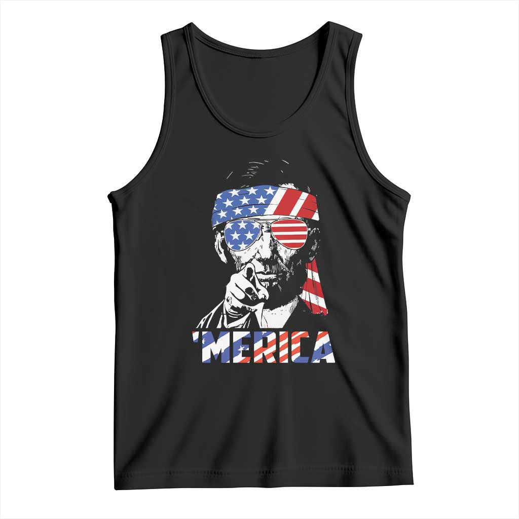 Funny Lincoln 4th Of July Merica Tank Top Abe American Flag TS10 Black Print Your Wear