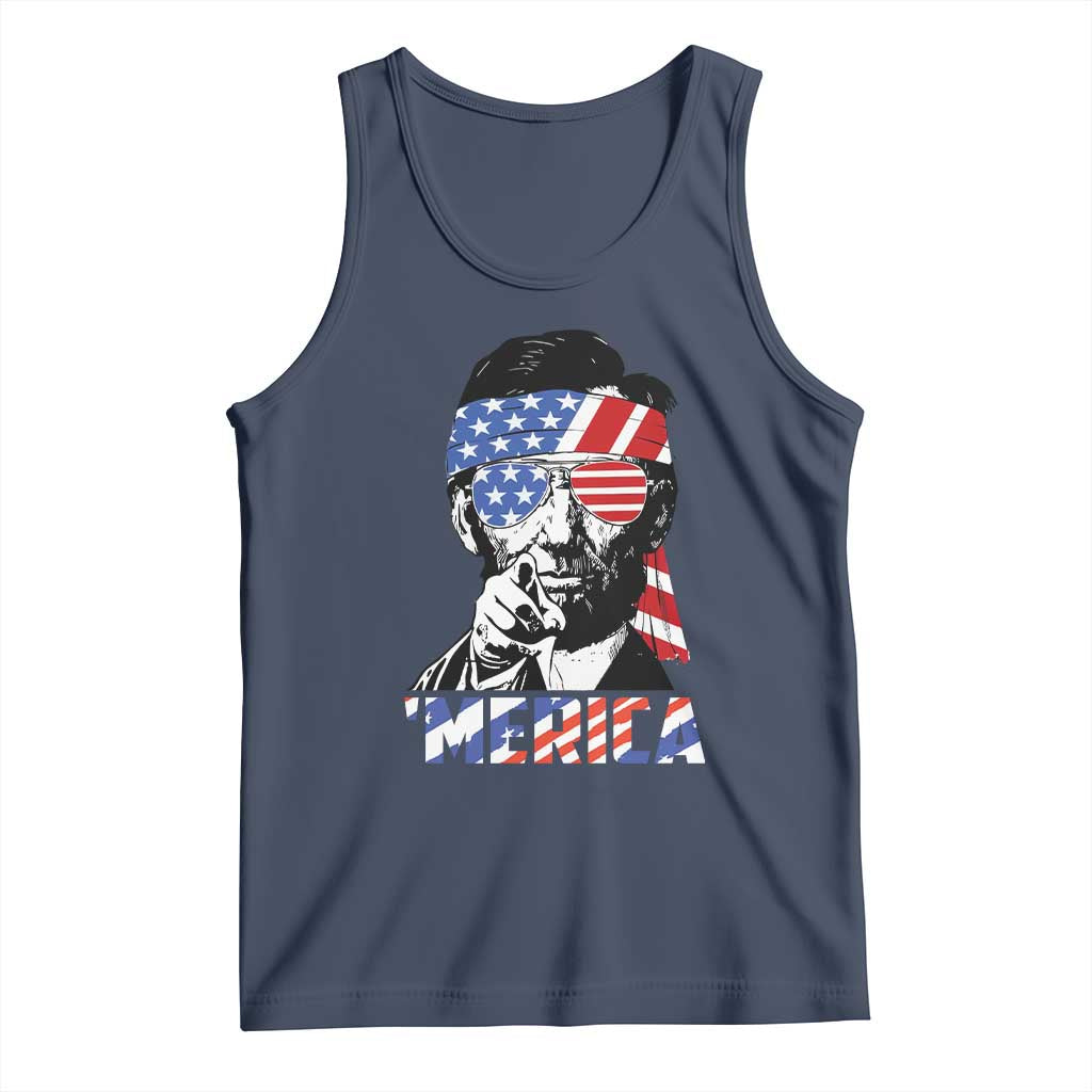 Funny Lincoln 4th Of July Merica Tank Top Abe American Flag TS10 Navy Print Your Wear