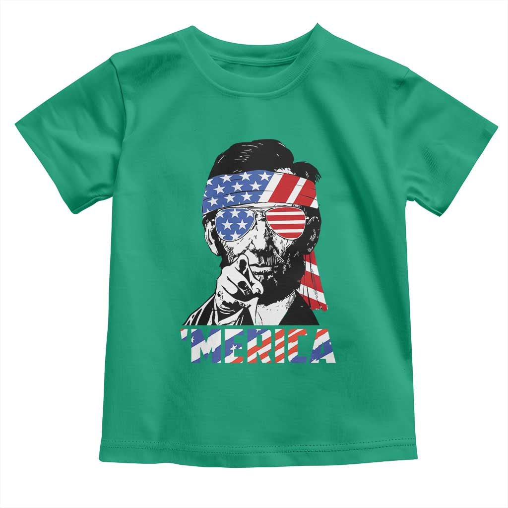 Funny Lincoln 4th Of July Merica Toddler T Shirt Abe American Flag TS10 Irish Green Print Your Wear