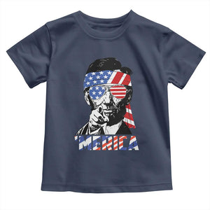 Funny Lincoln 4th Of July Merica Toddler T Shirt Abe American Flag TS10 Navy Print Your Wear