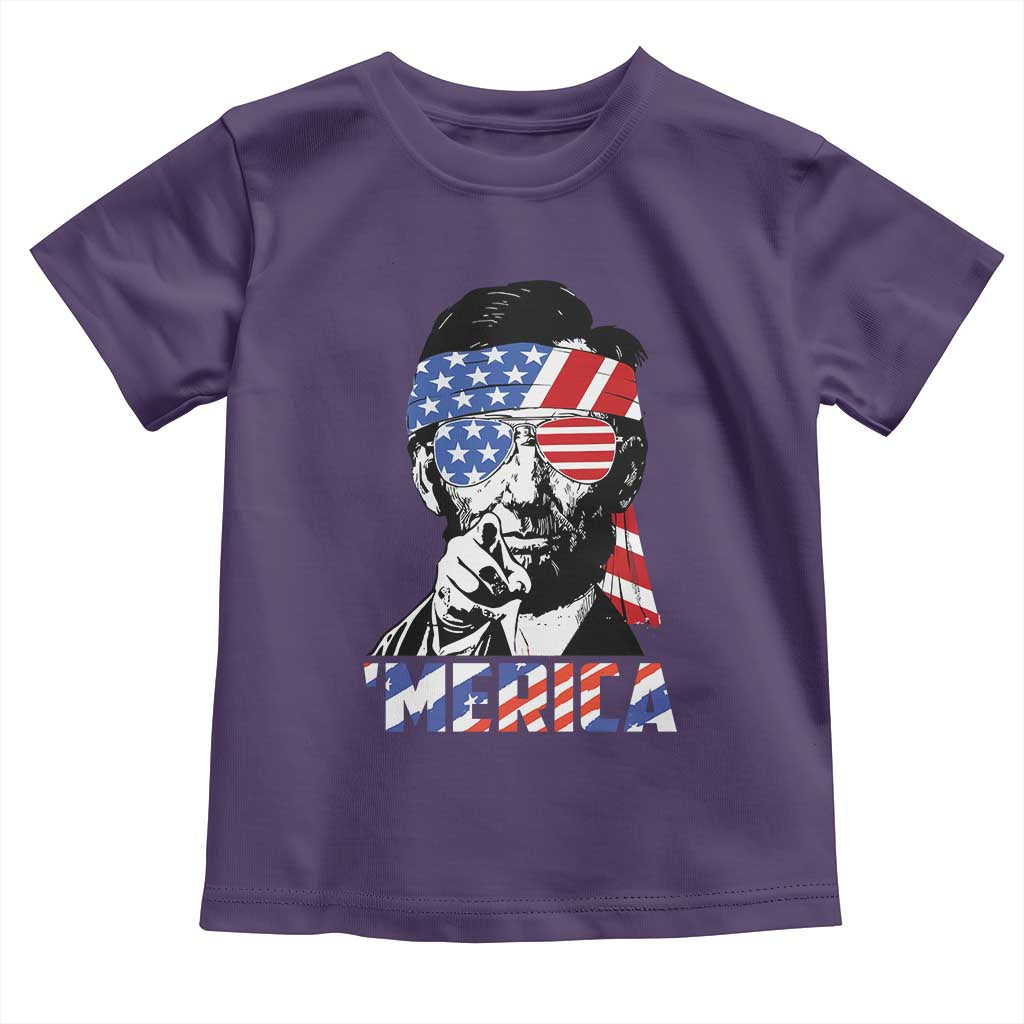 Funny Lincoln 4th Of July Merica Toddler T Shirt Abe American Flag TS10 Purple Print Your Wear