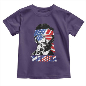 Funny Lincoln 4th Of July Merica Toddler T Shirt Abe American Flag TS10 Purple Print Your Wear