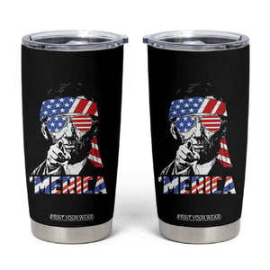 Funny Lincoln 4th Of July Merica Tumbler Cup Abe American Flag TS10 Black Print Your Wear