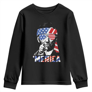 Funny Lincoln 4th Of July Merica Youth Sweatshirt Abe American Flag TS10 Black Print Your Wear
