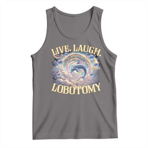 Funny Live Laugh Lobotomy Tank Top Dolphin Meme Silly Unhinged Joke TS11 Deep Heather Print Your Wear
