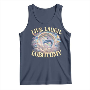 Funny Live Laugh Lobotomy Tank Top Dolphin Meme Silly Unhinged Joke TS11 Navy Print Your Wear