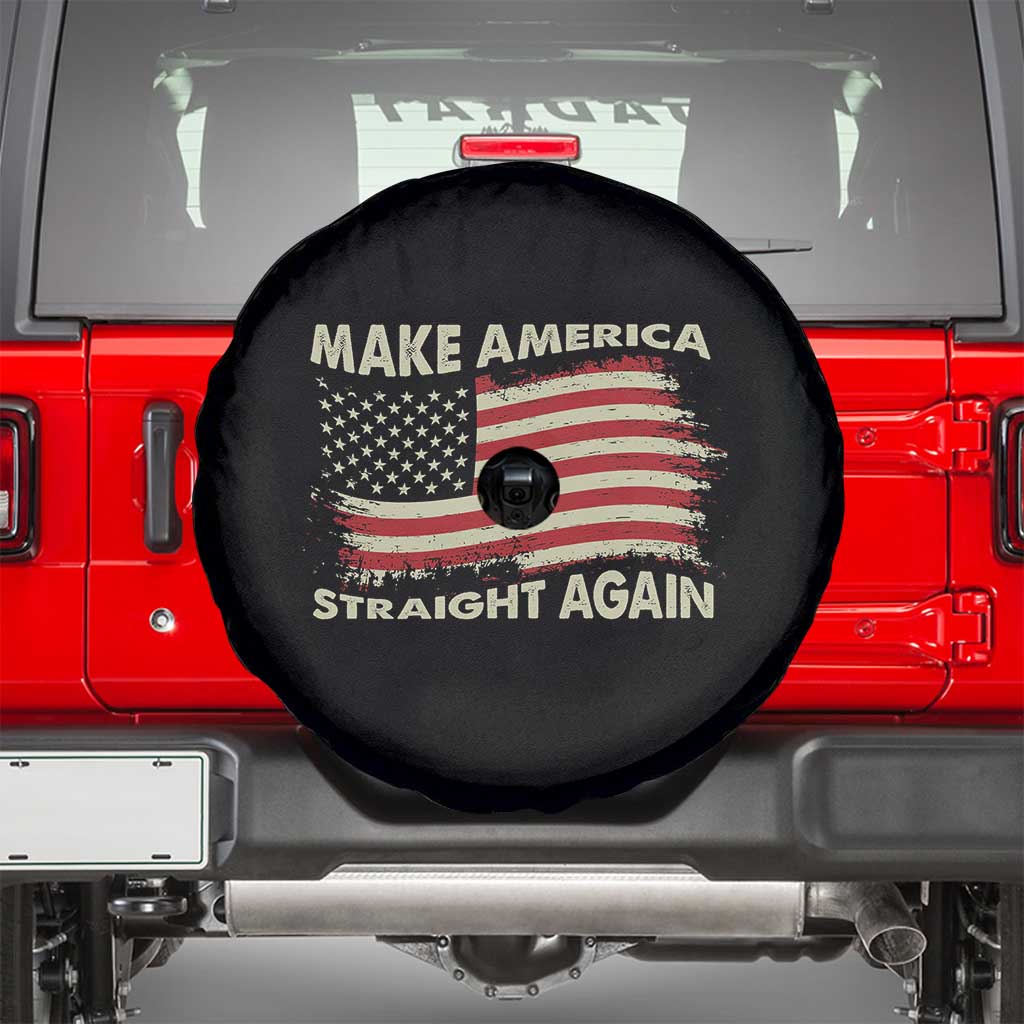 Funny MASA Make America Straight Again Spare Tire Cover 4th of July American Flag US Map TS02 Black Print Your Wear