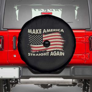 Funny MASA Make America Straight Again Spare Tire Cover 4th of July American Flag US Map TS02 Black Print Your Wear
