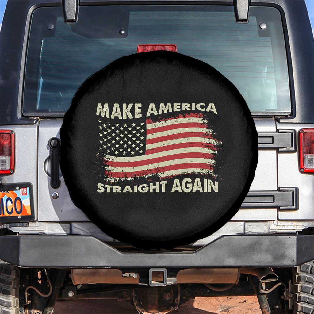 Funny MASA Make America Straight Again Spare Tire Cover 4th of July American Flag US Map TS02 No hole Black Print Your Wear