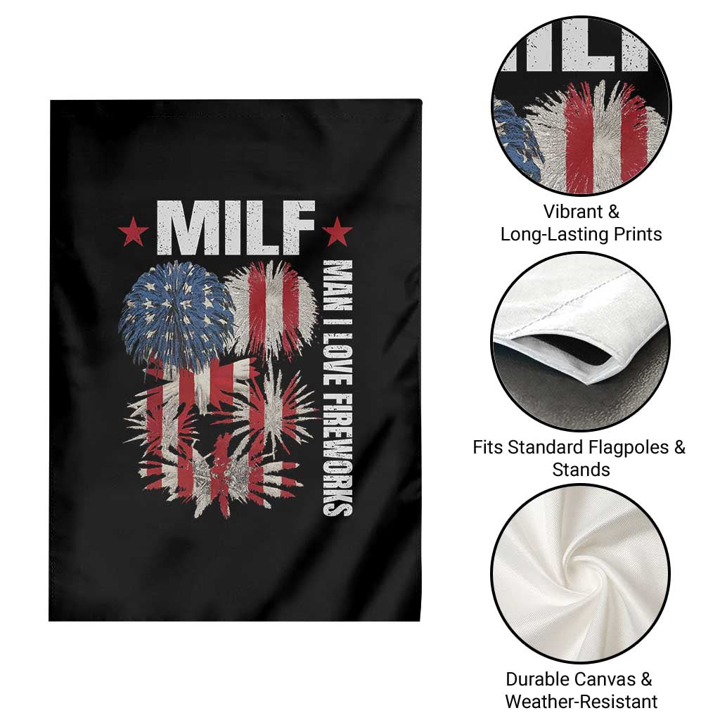 Funny MILF Man I Love Fireworks Garden Flag American Patriotic July 4th US Flag TS11 Print Your Wear