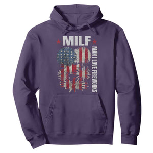 Funny MILF Man I Love Fireworks Hoodie American Patriotic July 4th US Flag TS11 Purple Print Your Wear