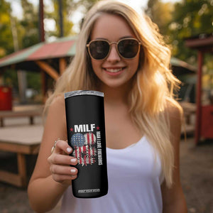Funny MILF Man I Love Fireworks Skinny Tumbler American Patriotic July 4th US Flag TS11 Print Your Wear