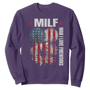 Funny MILF Man I Love Fireworks Sweatshirt American Patriotic July 4th US Flag TS11 Purple Print Your Wear