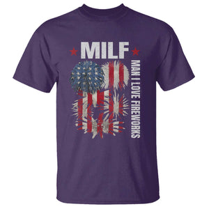Funny MILF Man I Love Fireworks T Shirt American Patriotic July 4th US Flag TS11 Purple Print Your Wear